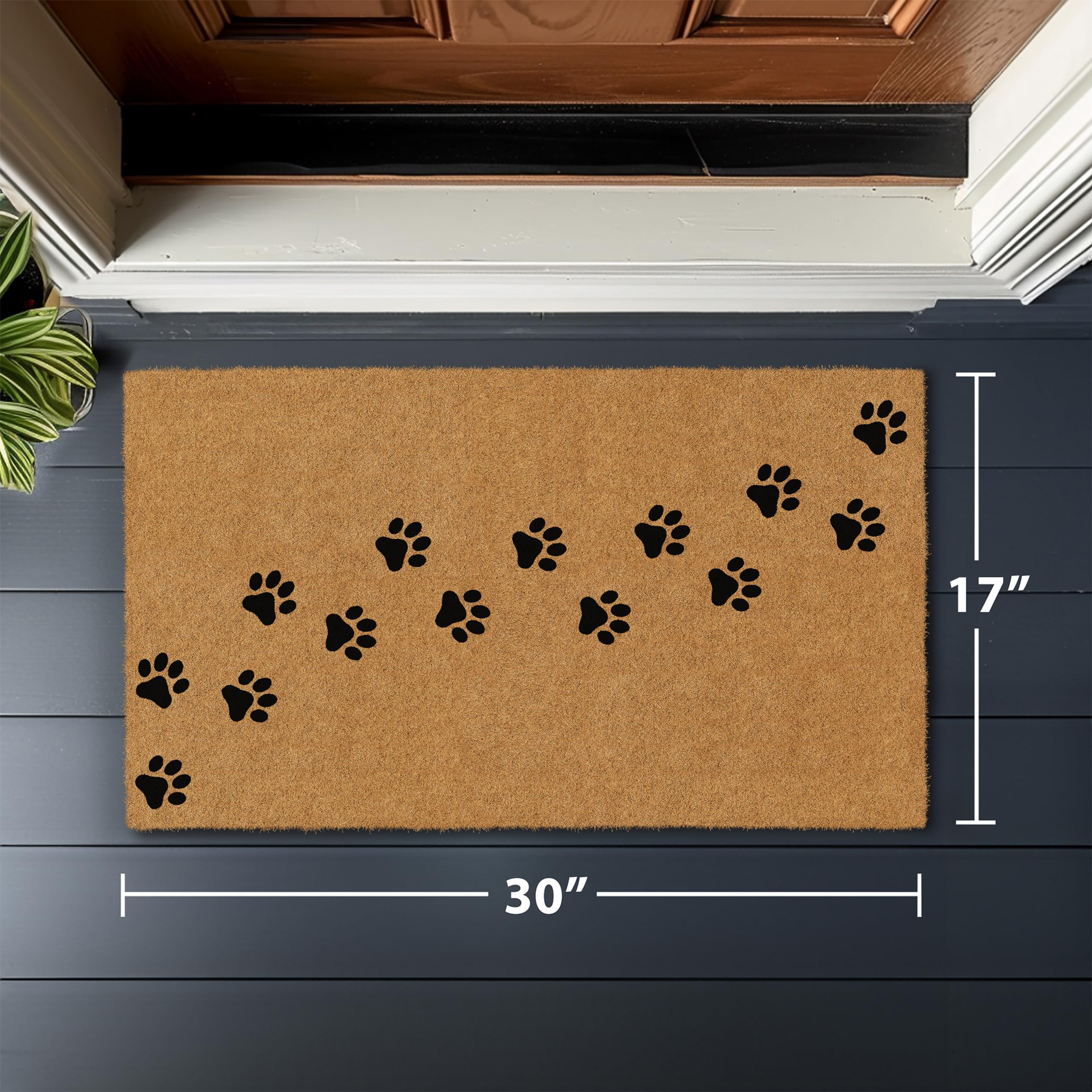 Barnyard Designs felpudo junto a puerta para comparar tamaño, ajuste ideal