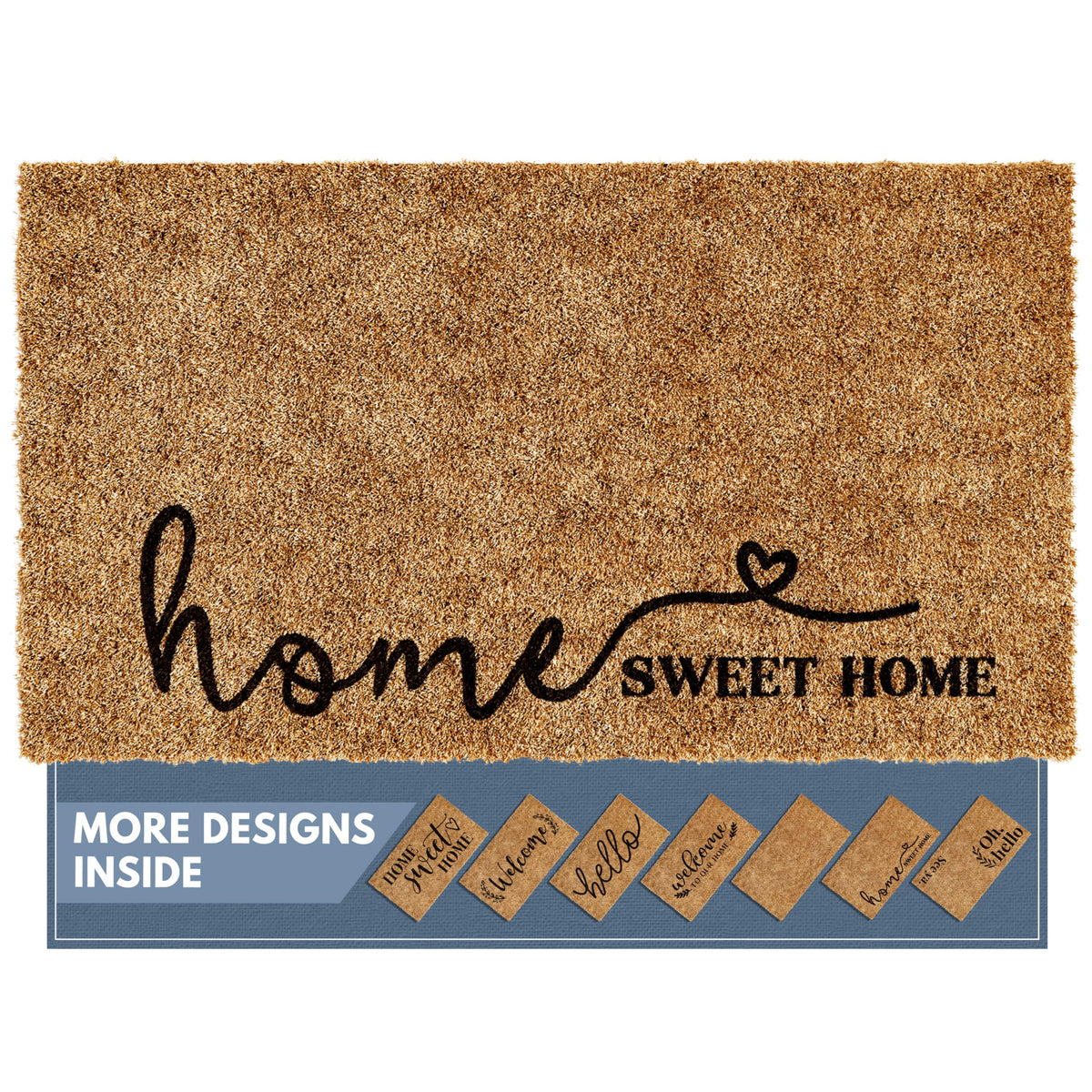 Barnyard Designs felpudo frontal mostrando texto Home Sweet Home y bienvenida estética