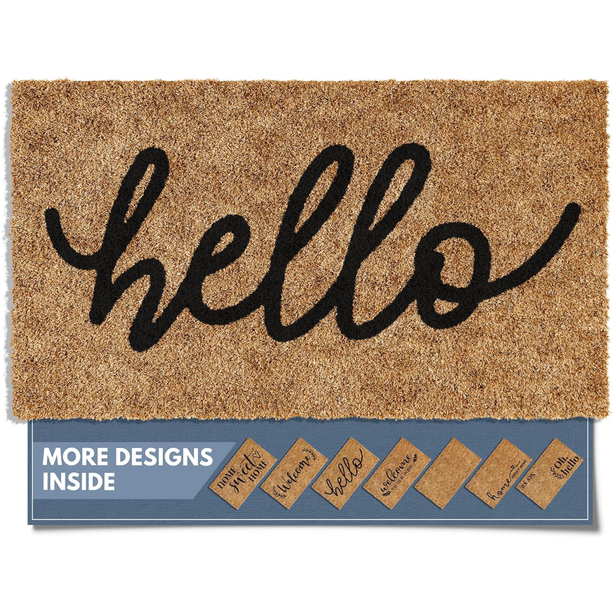 Barnyard Designs felpudo frontal mostrando "Hello" y bienvenida clara