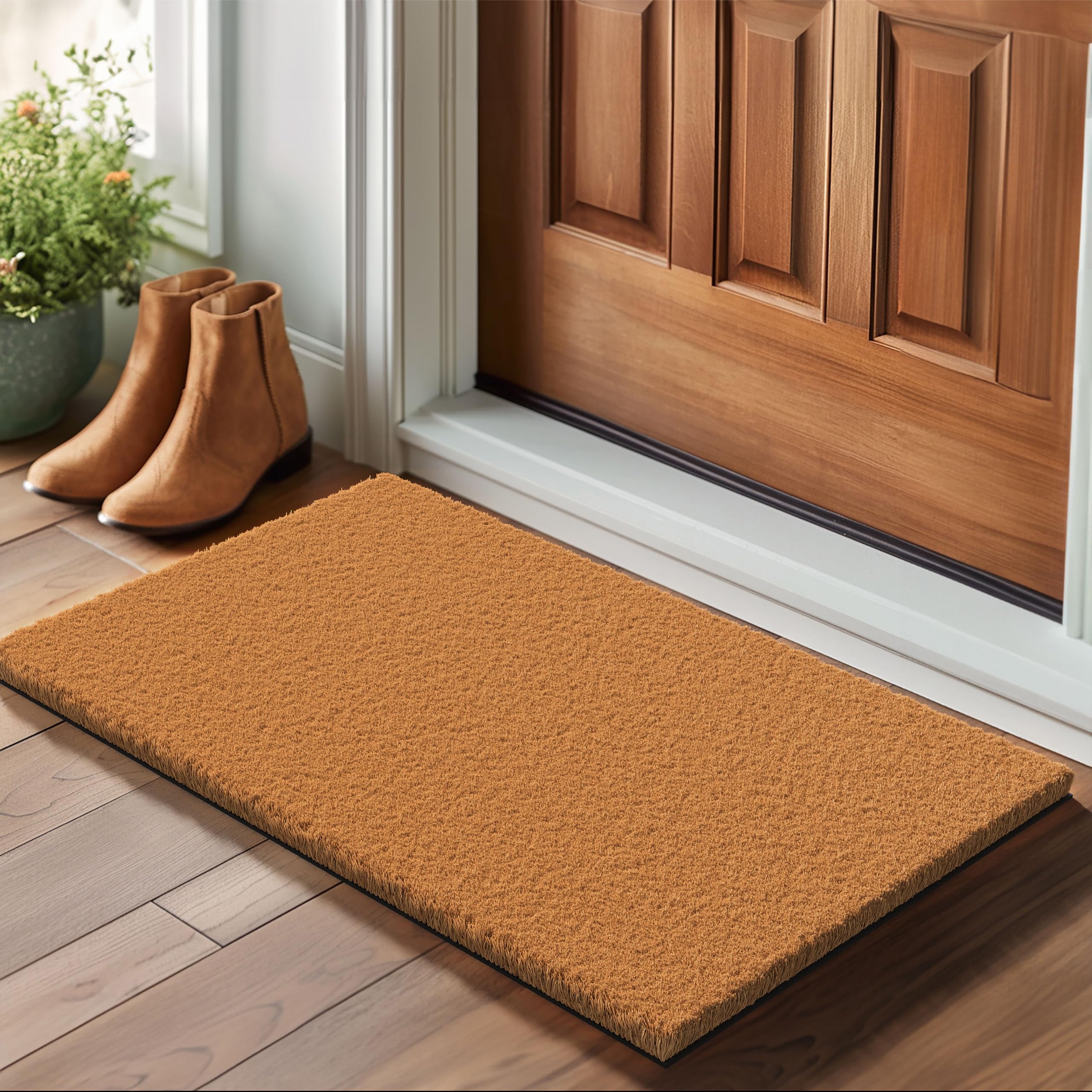 Barnyard Designs detalle de la textura de coir que raspa suciedad eficazmente