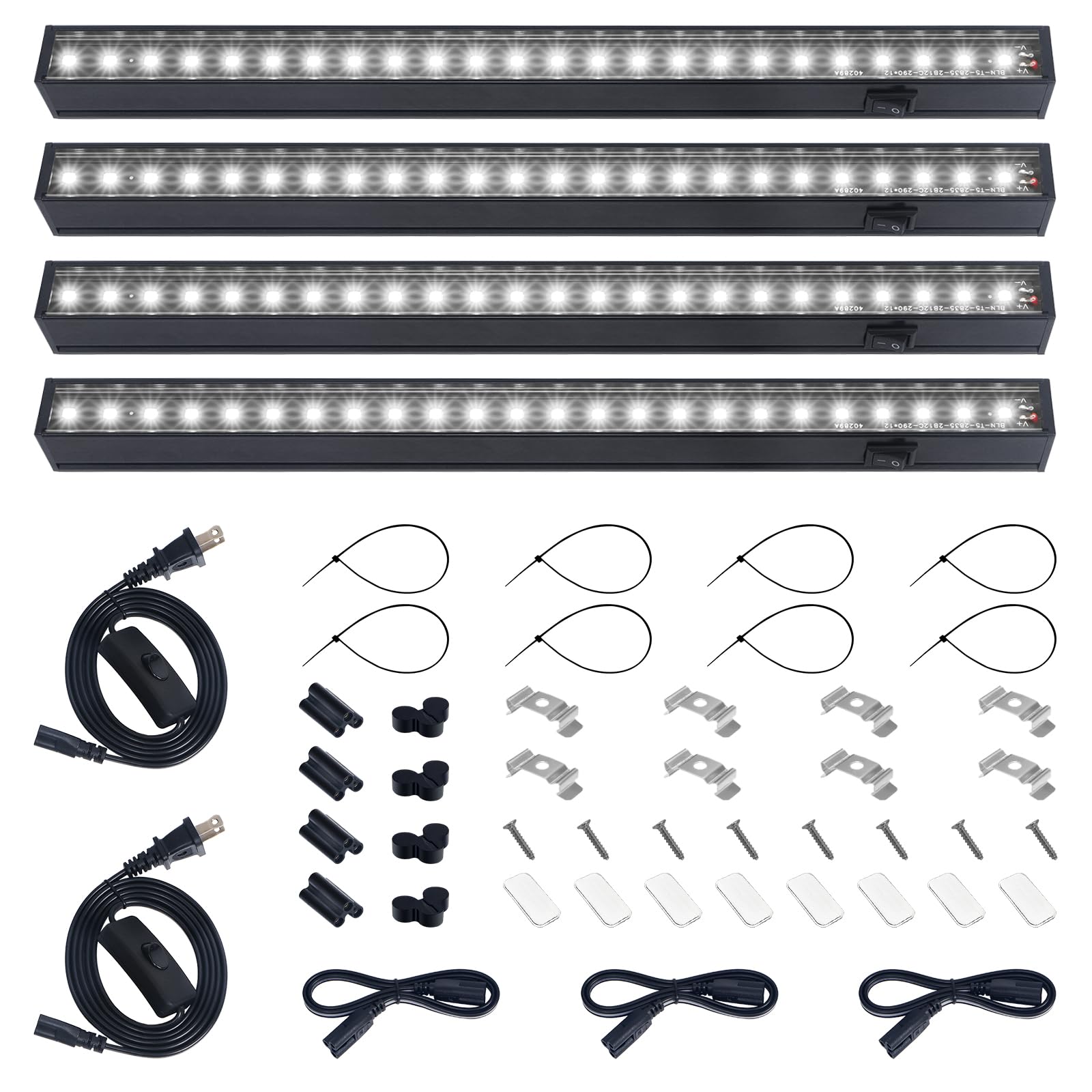 Barrina vista frontal del pack de 4 luces mostrando diseño compacto y ahorro