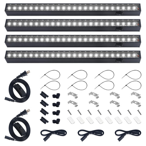 Barrina vista frontal del pack de 4 luces mostrando diseño compacto y ahorro