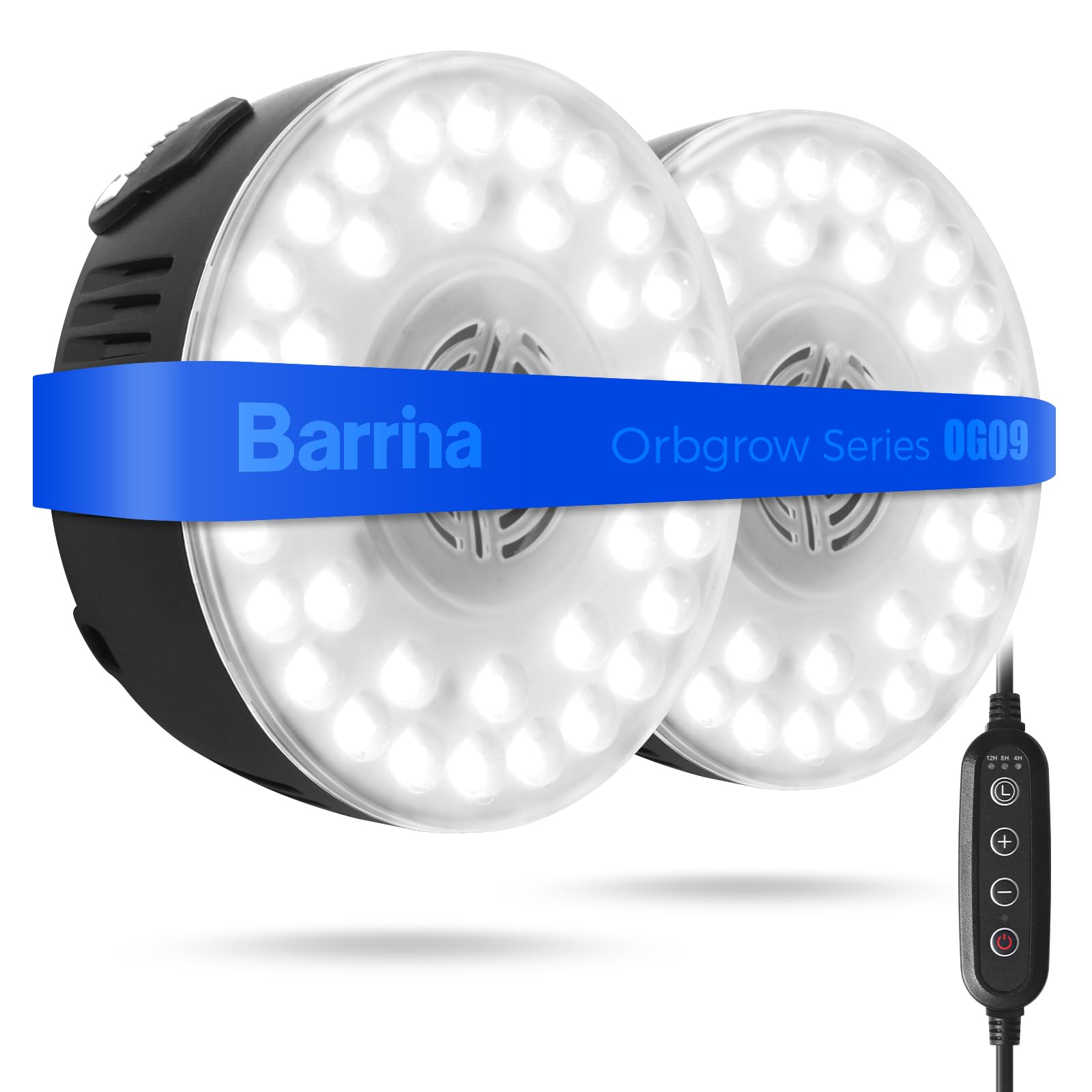 Barrina OG09 frente del pack mostrando dos luminarias, ideal para espacios compactos