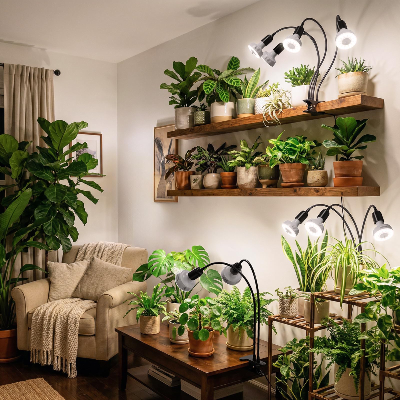 Barrina OG11A2 en ambiente doméstico iluminando un rincón de plantas interior