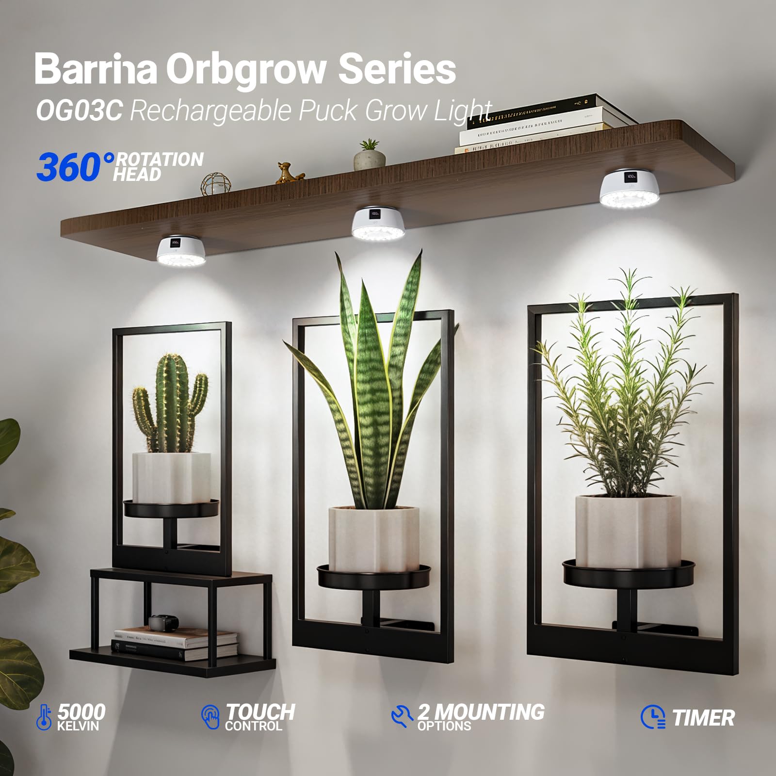Barrina OG03C primer plano del panel LED y difusor para luz natural