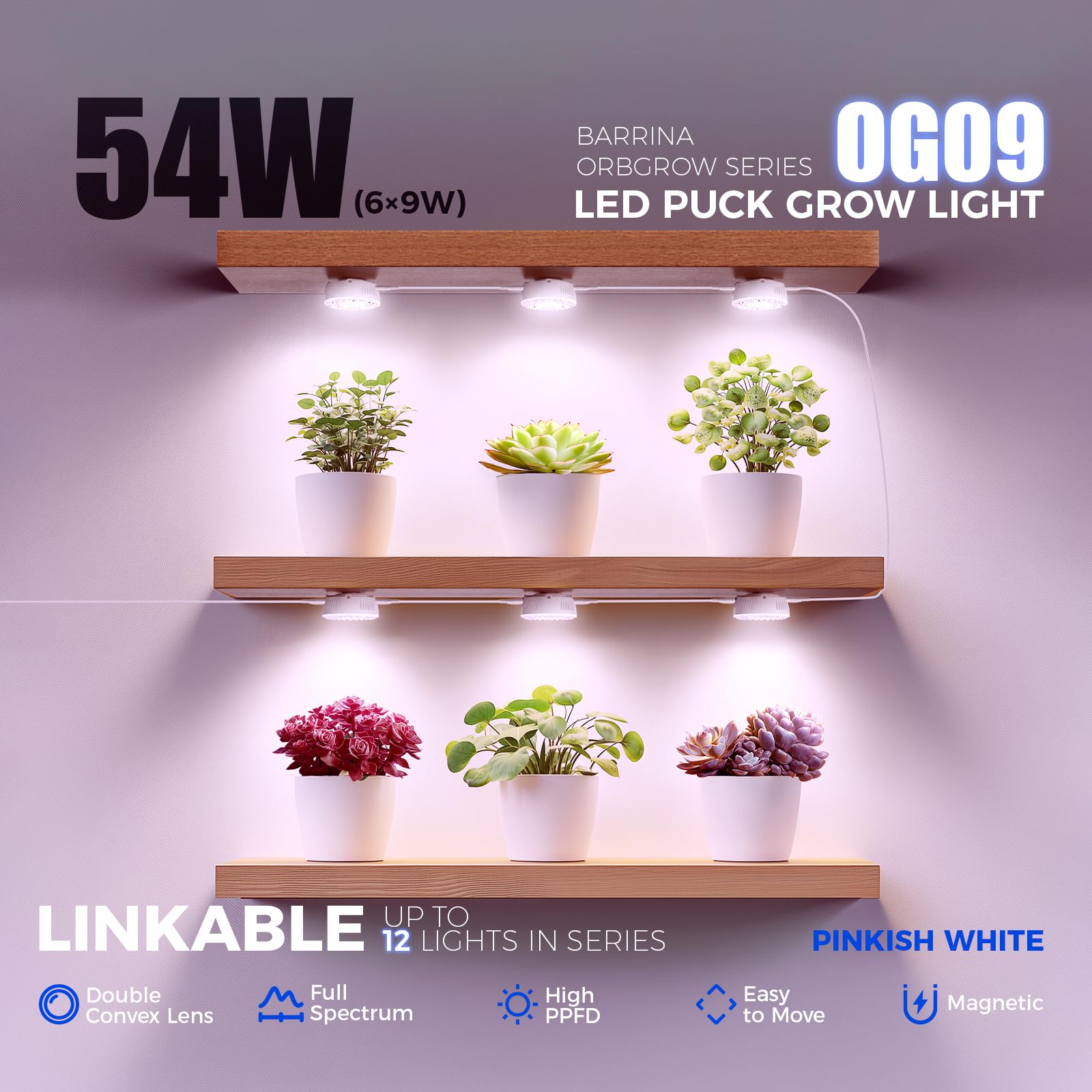 Barrina Orbgrow OG09 detalle de la lente que mejora penetración y cobertura de luz