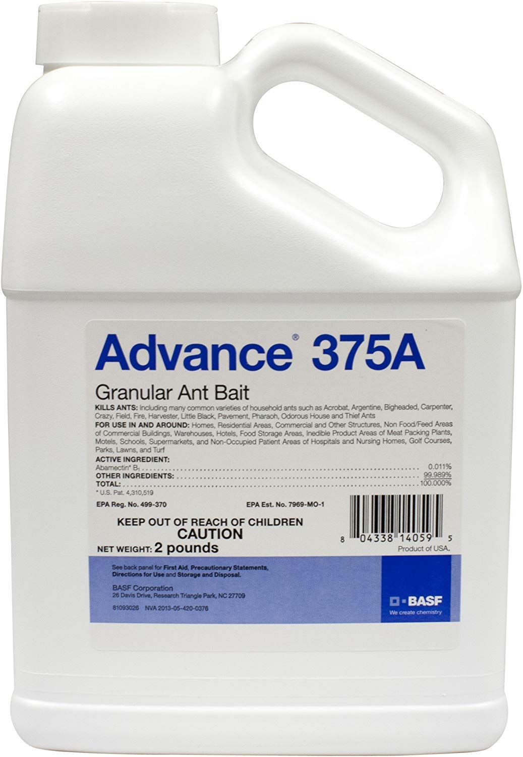 BASF Advance 375A paquete frontal mostrando cebo granular y uso eficaz