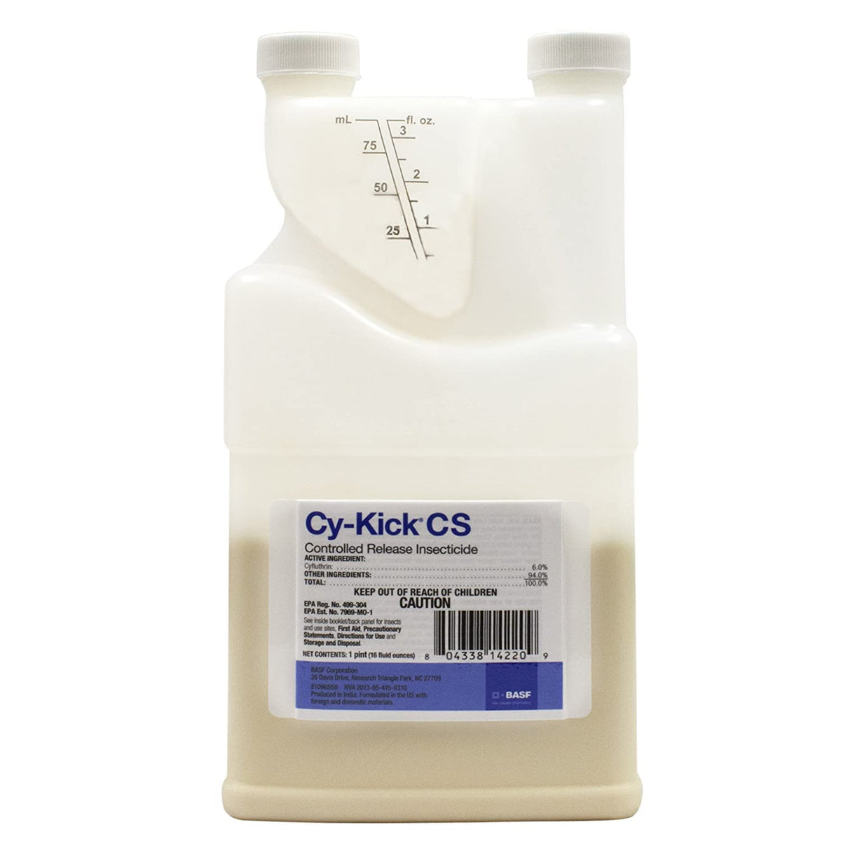 BASF Cy-Kick CS envase frontal mostrando etiqueta y tapa, eficacia prolongada
