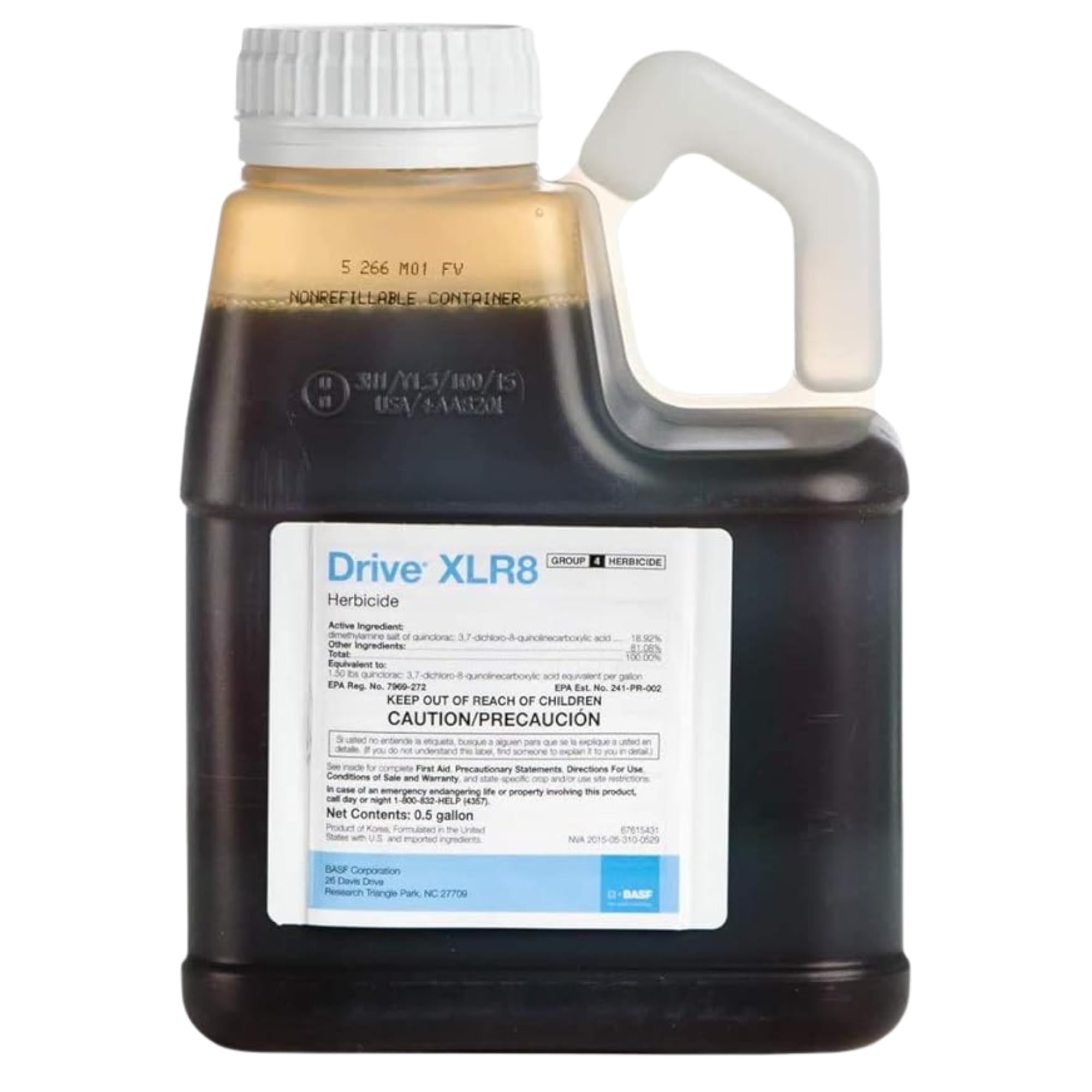 BASF Drive XLR8 frente del envase mostrando tamaño 64 oz y facilidad de uso