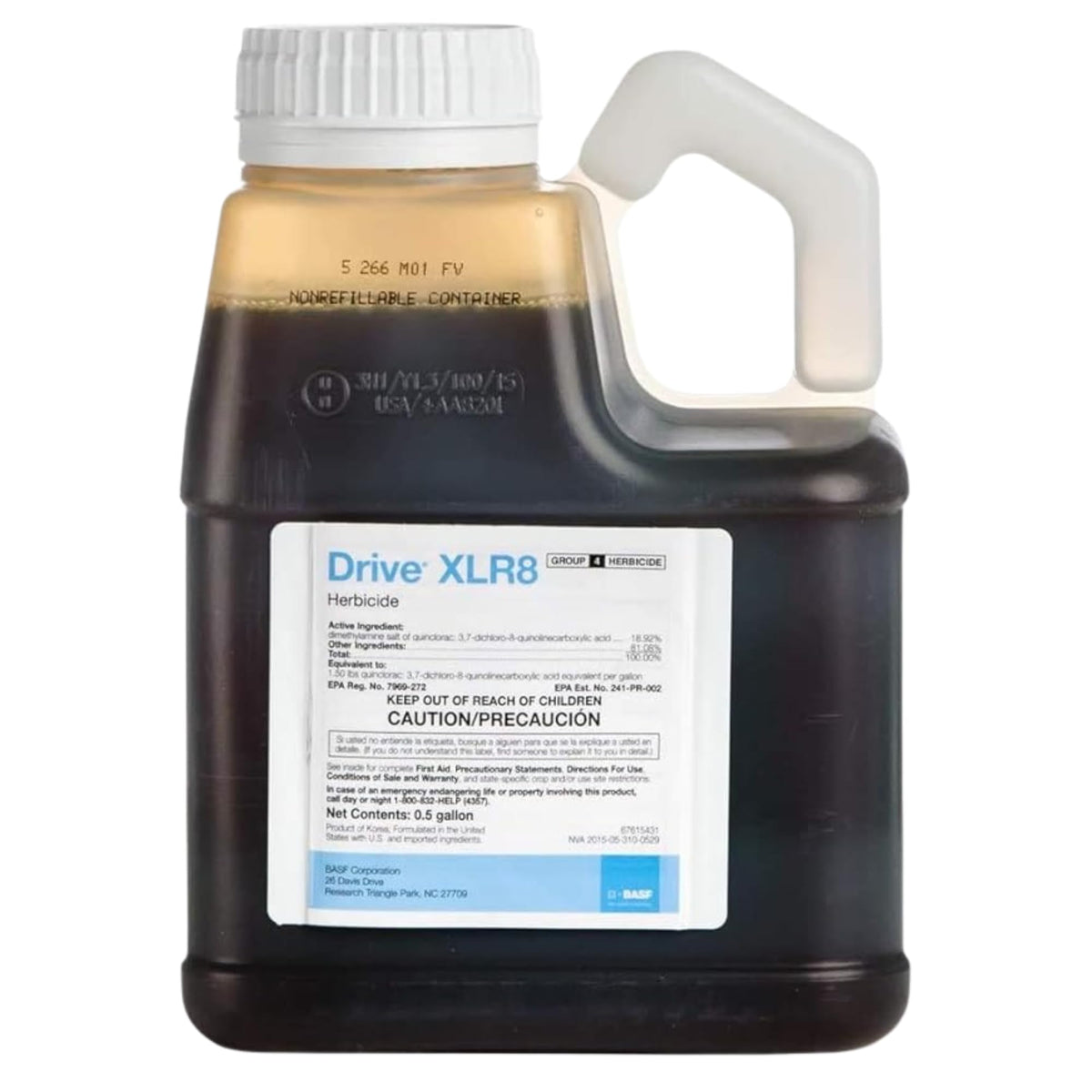BASF Drive XLR8 frente del envase mostrando tamaño 64 oz y facilidad de uso