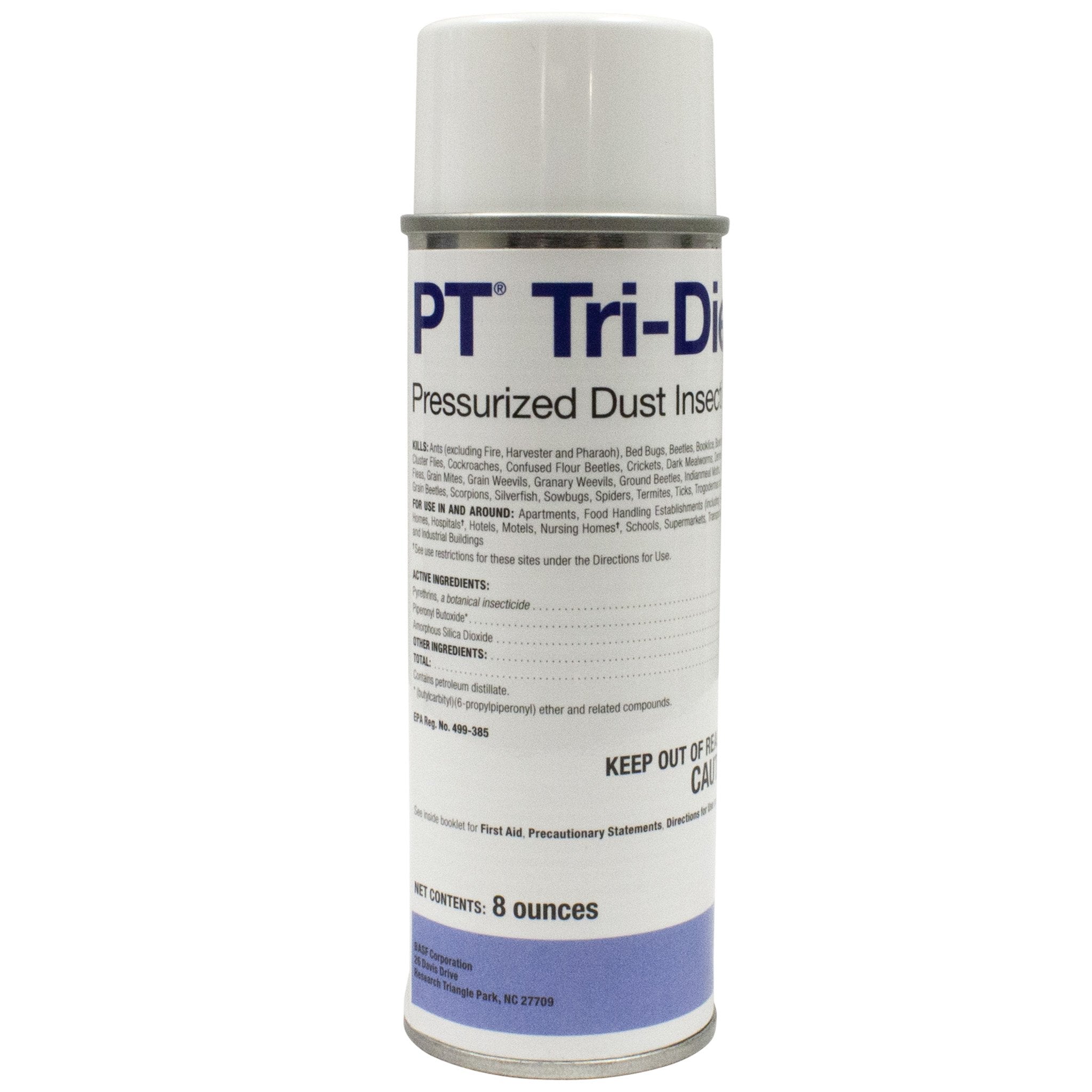 BASF Tri-Die aerosol frente del envase mostrando diseño y tamaño, facilita identificación segura