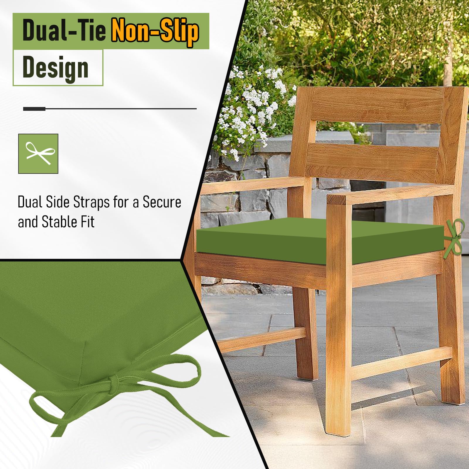 Basic Beyond cojín colocado en silla de patio para mayor comodidad