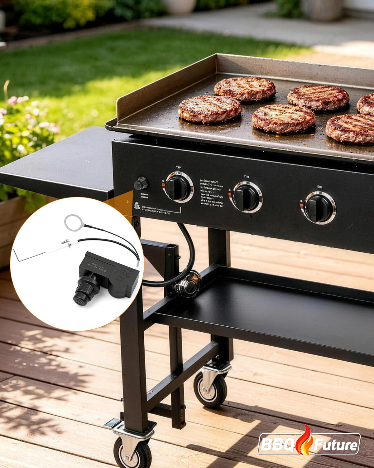 BBQ Future comparación de tamaño con regla que ilustra compatibilidad para 36 pulgadas