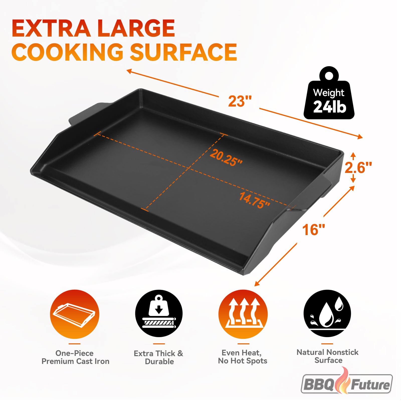 BBQ Future superficie pre-sazonada mostrando textura antiadherente