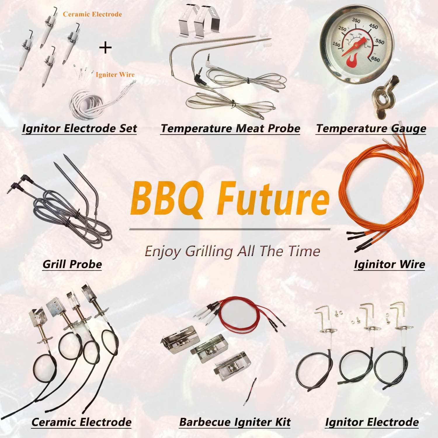 BBQ Future embalaje con etiqueta y números de referencia para identificación