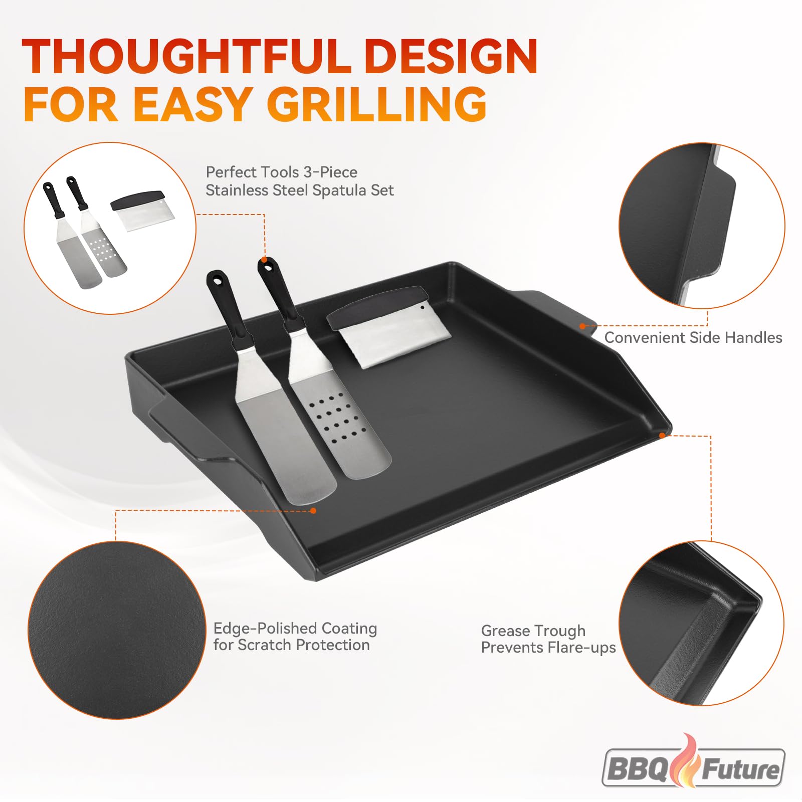 BBQ Future asas laterales para mover la plancha con seguridad