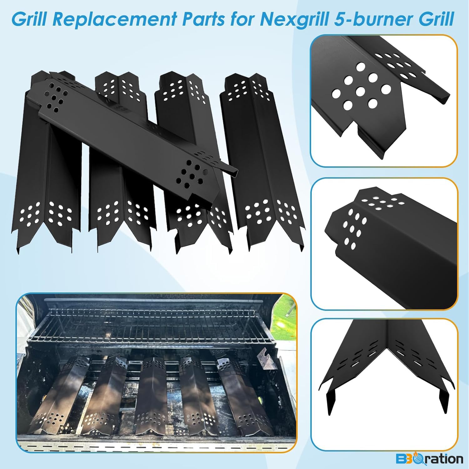 BBQration placas deflectoras detalle que protege quemadores del goteo