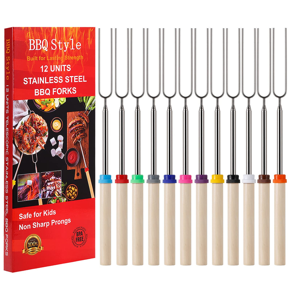 BBQStyle embalaje del set de 12 brochetas listo para regalar y almacenar