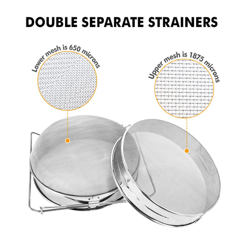 BEEKNOWS primer plano de la doble malla mostrando filtrado preciso y durable