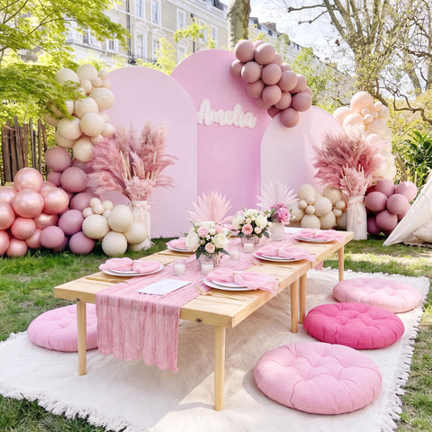 Beeveer camino de mesa rosa extendido, aporta elegancia a la mesa