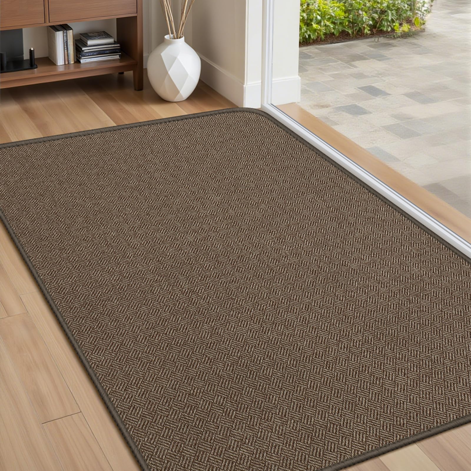 BEISIFLOOR felpudo frontal 24x36 marrón, aspecto ordenado y absorbente
