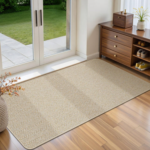 BEISIFLOOR felpudo frontal beige que mantiene la entrada limpia
