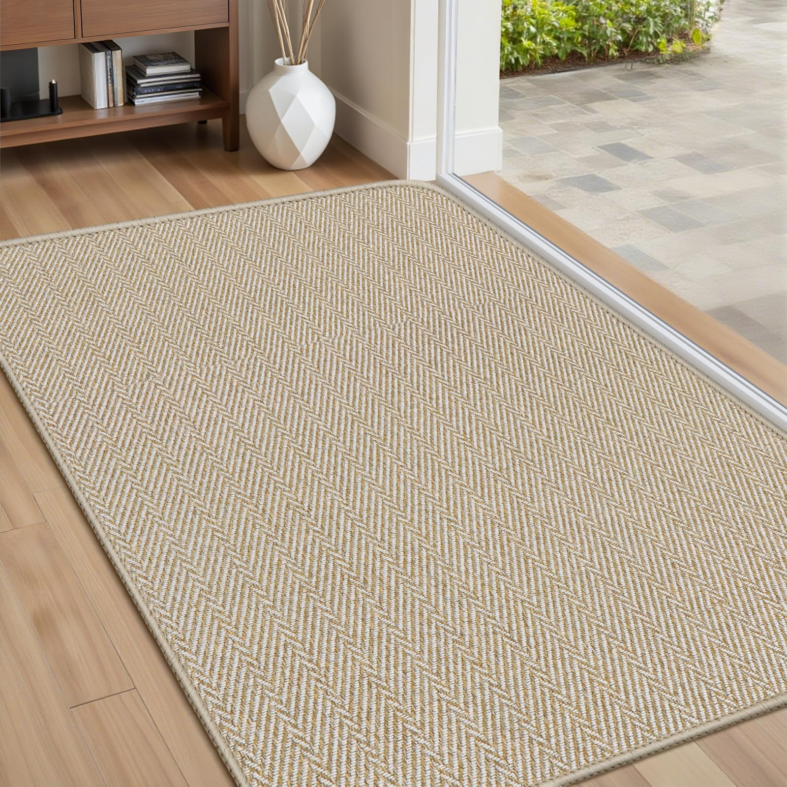 BEISIFLOOR felpudo frontal mostrando diseño espiga y aspecto limpio