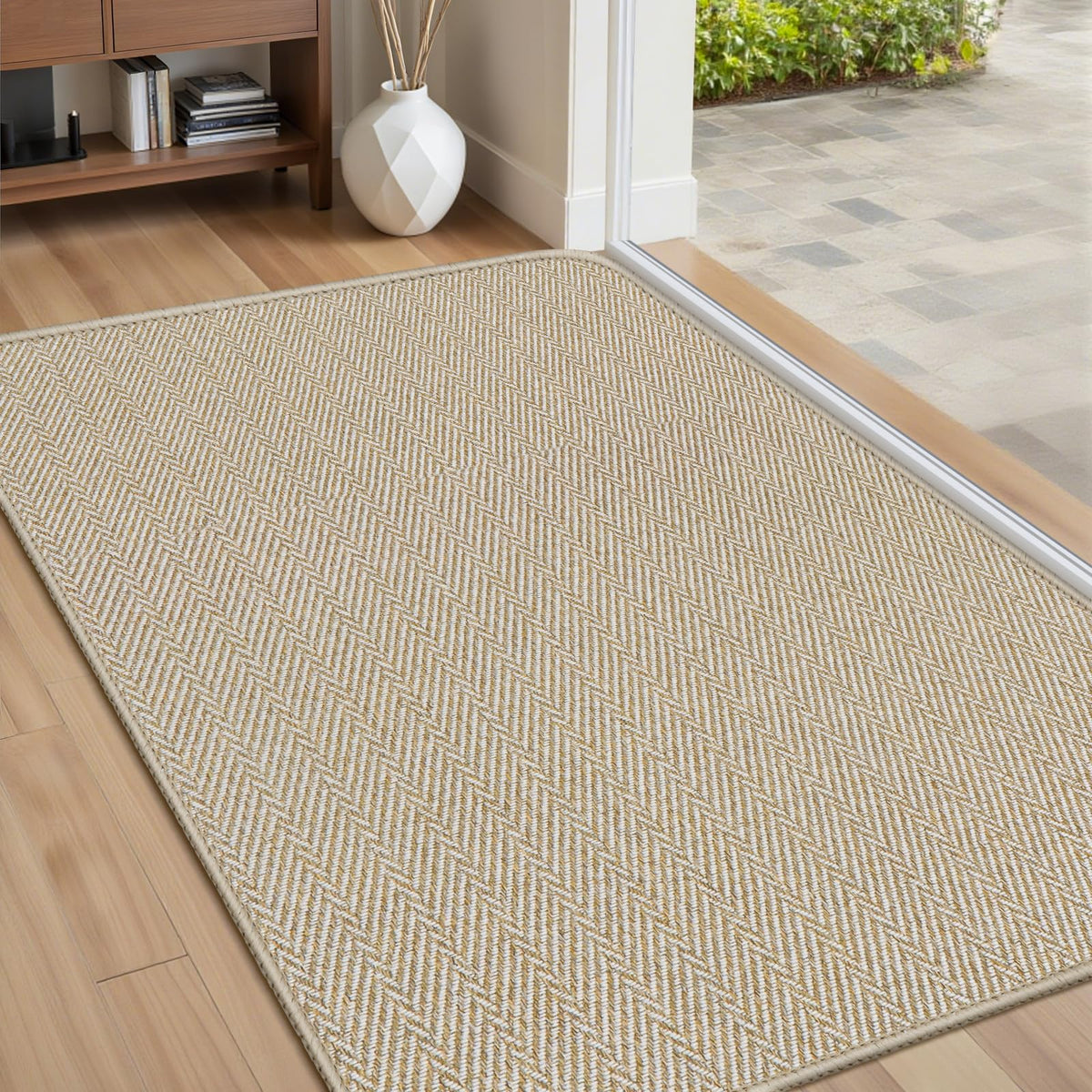 BEISIFLOOR felpudo frontal mostrando diseño espiga y aspecto limpio