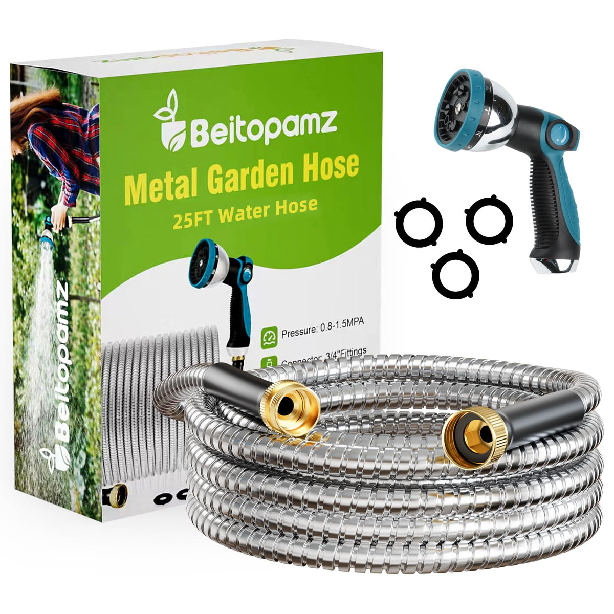 beitopamz manguera frontal enrollada mostrando durabilidad