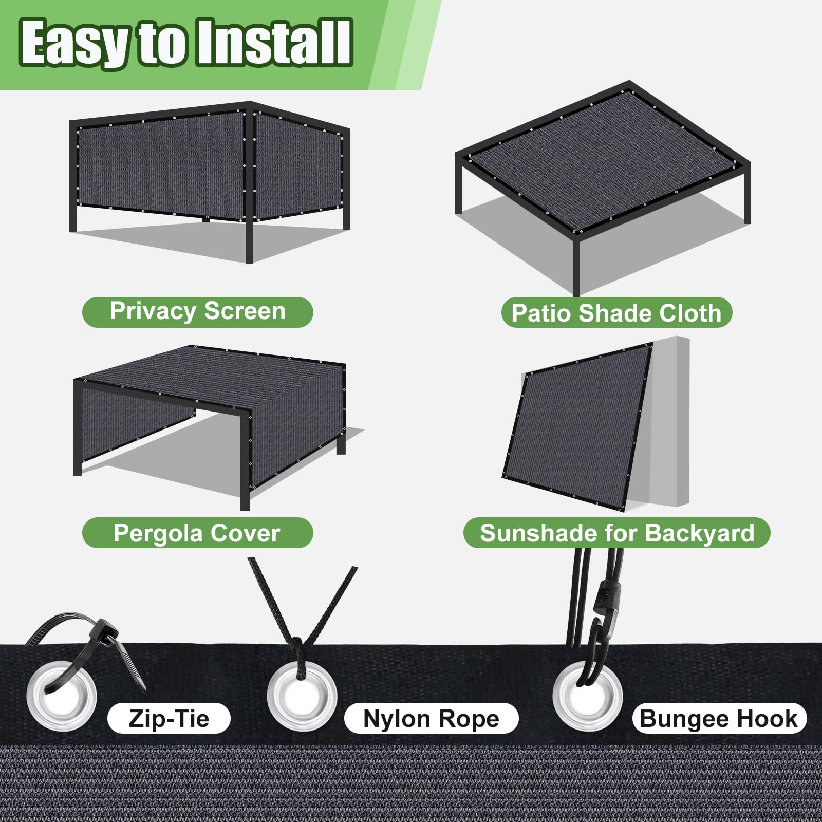 BELLE DURA accesorios incluidos cuerdas y ganchos para instalación rápida