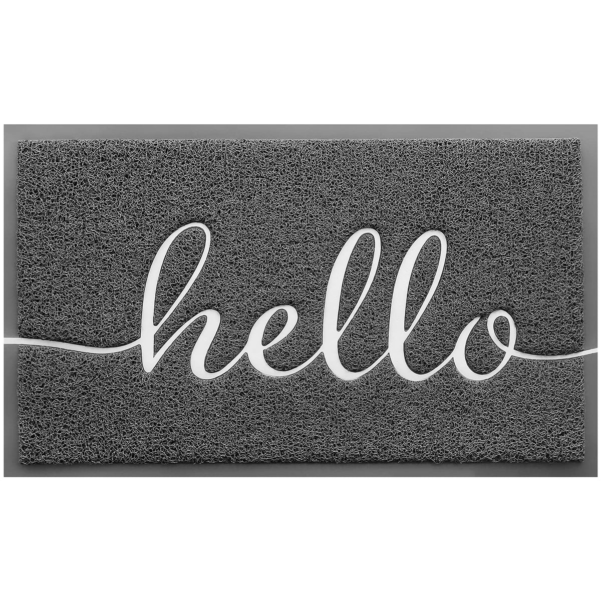BeneathYourFeet felpudo frontal mostrando diseño 'hello' y bienvenida duradera