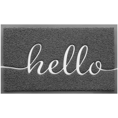 BeneathYourFeet felpudo frontal mostrando diseño 'hello' y bienvenida duradera