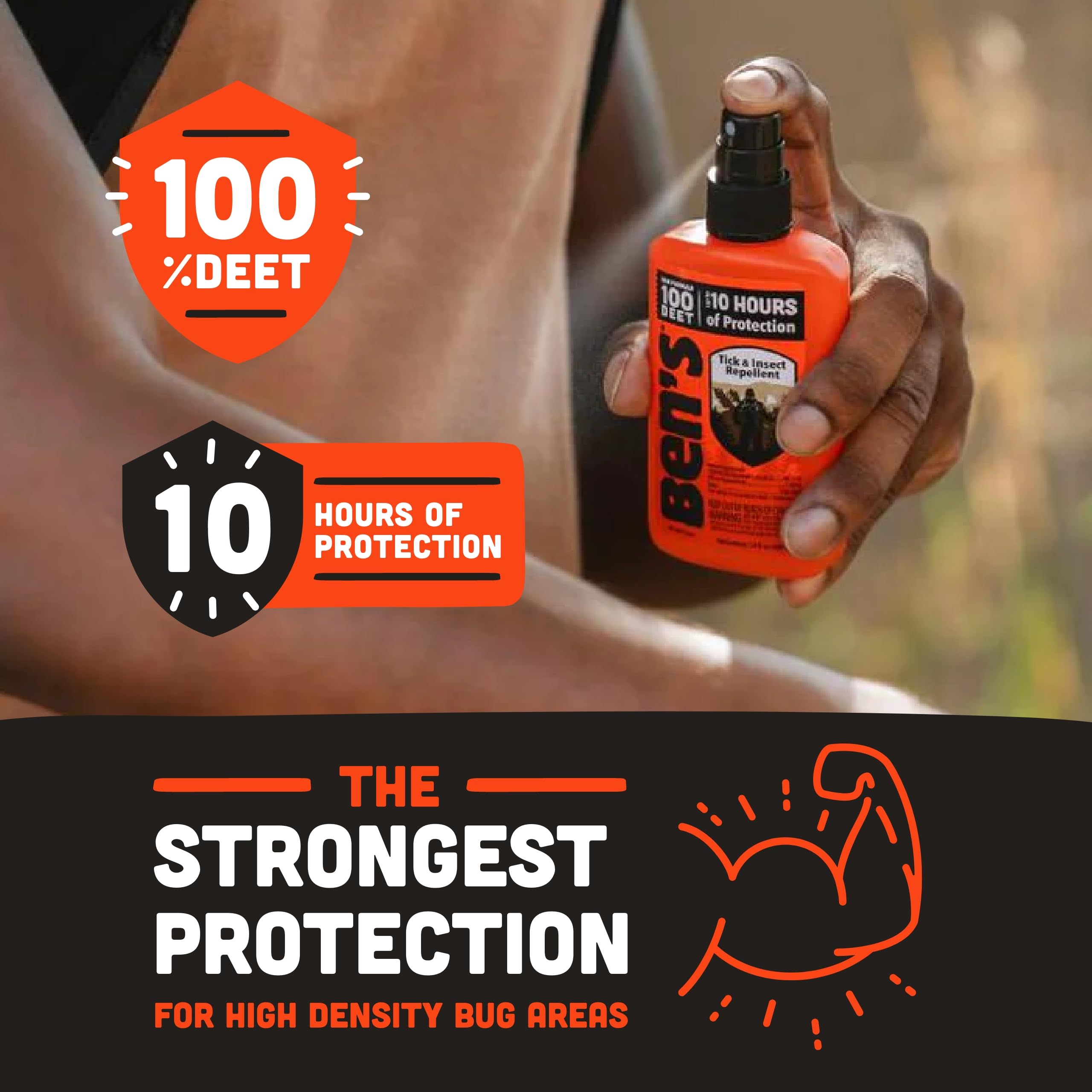 Ben's spray aplicado sobre ropa en campo para protección rápida en exteriores