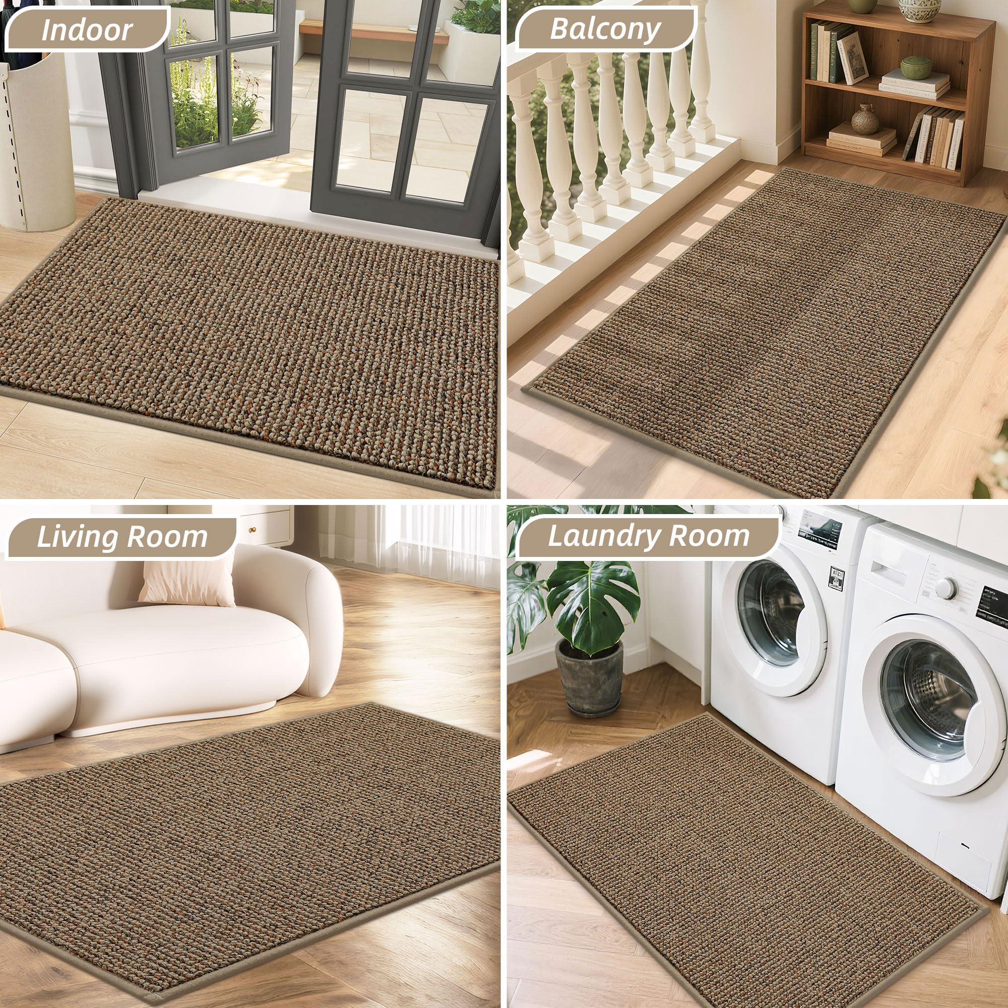 BEQHAUSE felpudo beige integrado en un recibidor elegante