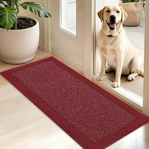 BEQHAUSE felpudo frontal rojo, aspecto elegante y captura suciedad