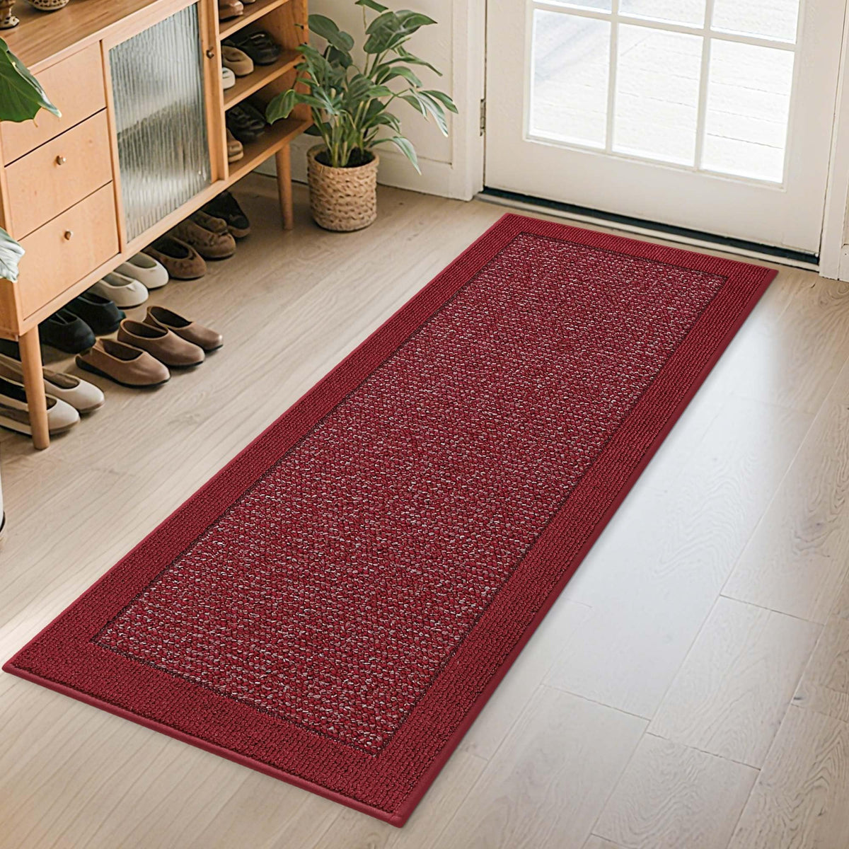 BEQHAUSE felpudo frontal 24x60 rojo que atrapa suciedad