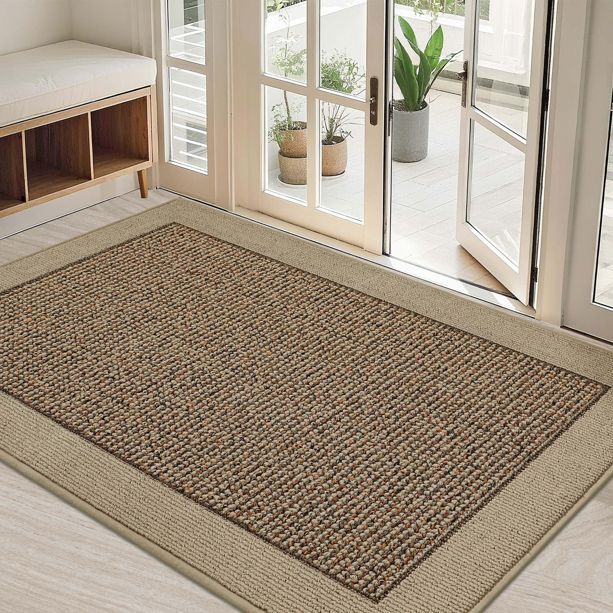 BEQHAUSE felpudo frontal taupe protegiendo suelos