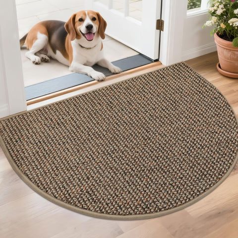 BEQHAUSE felpudo frontal semicircular taupe, aspecto ordenado y guardado de suciedad