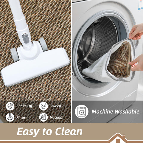 BEQHAUSE felpudo siendo enjuagado con manguera para limpieza fácil