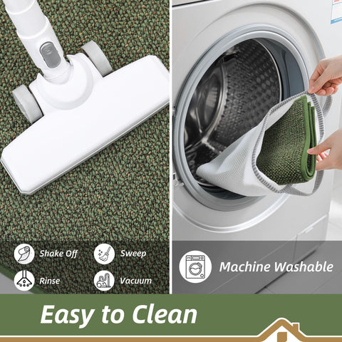 BEQHAUSE felpudo listo para lavado a máquina para limpieza profunda fácil