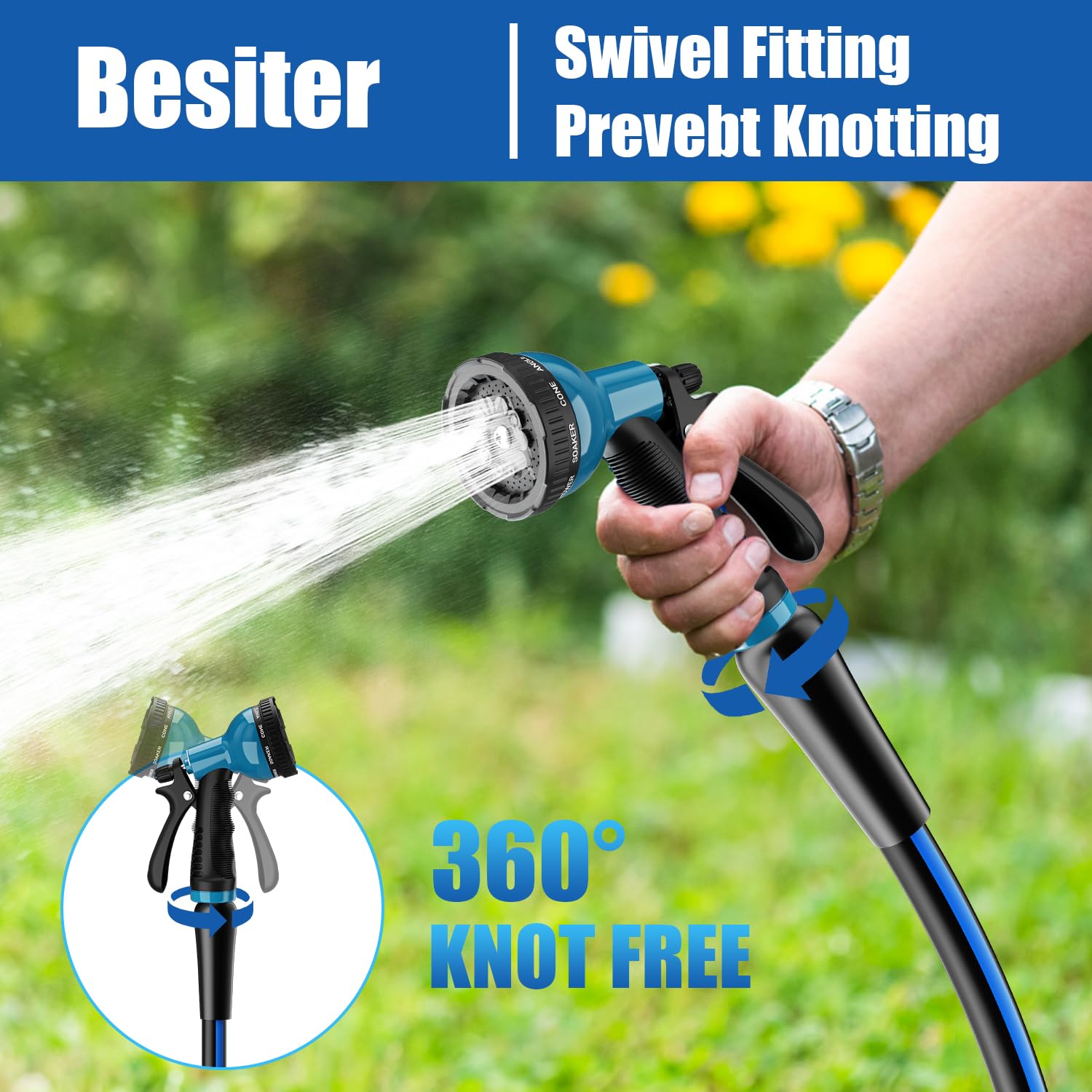 Besiter pulverizador 10 funciones detalle, versatilidad para riego y lavado