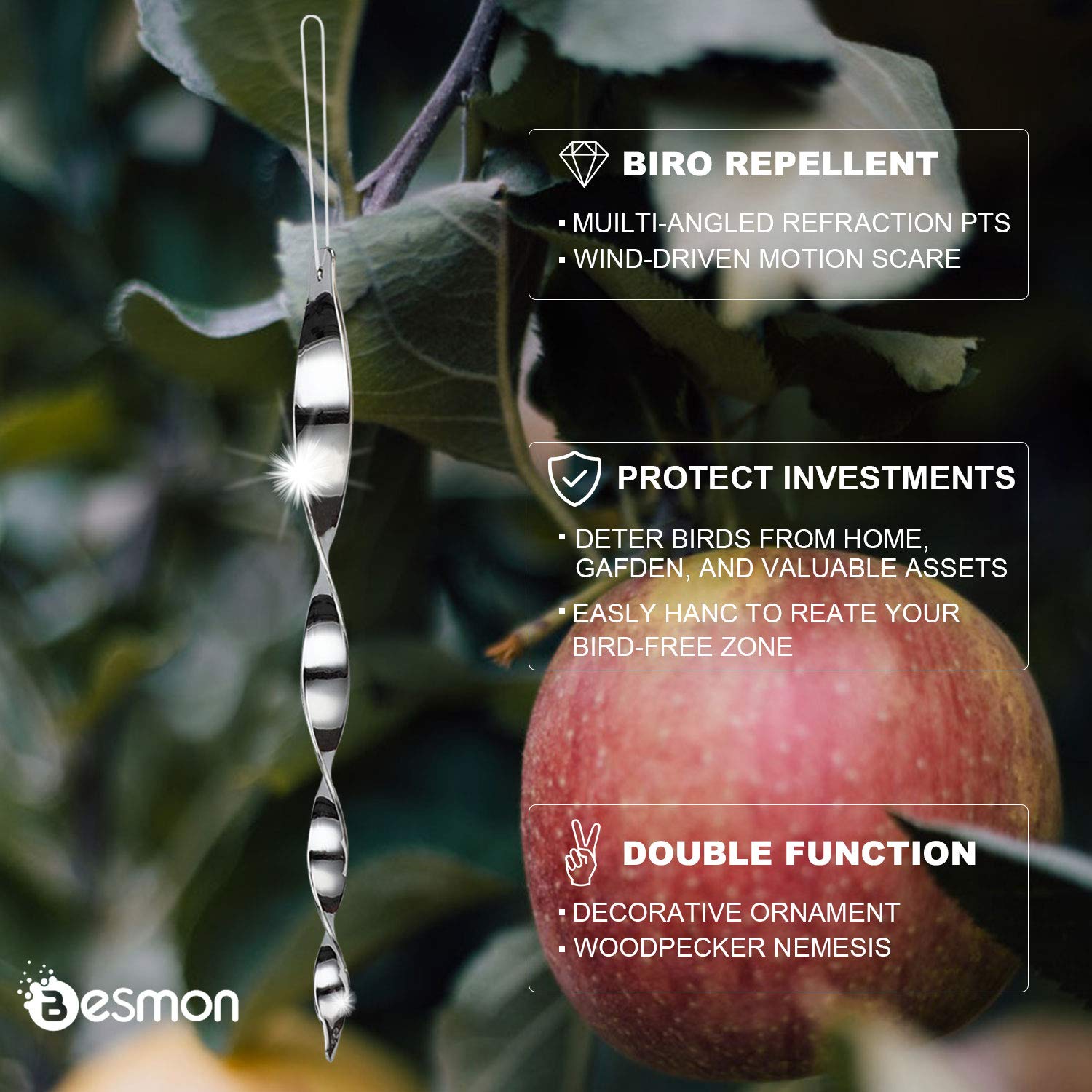 Besmon detalle de superficie espejada resistente que maximiza reflejos