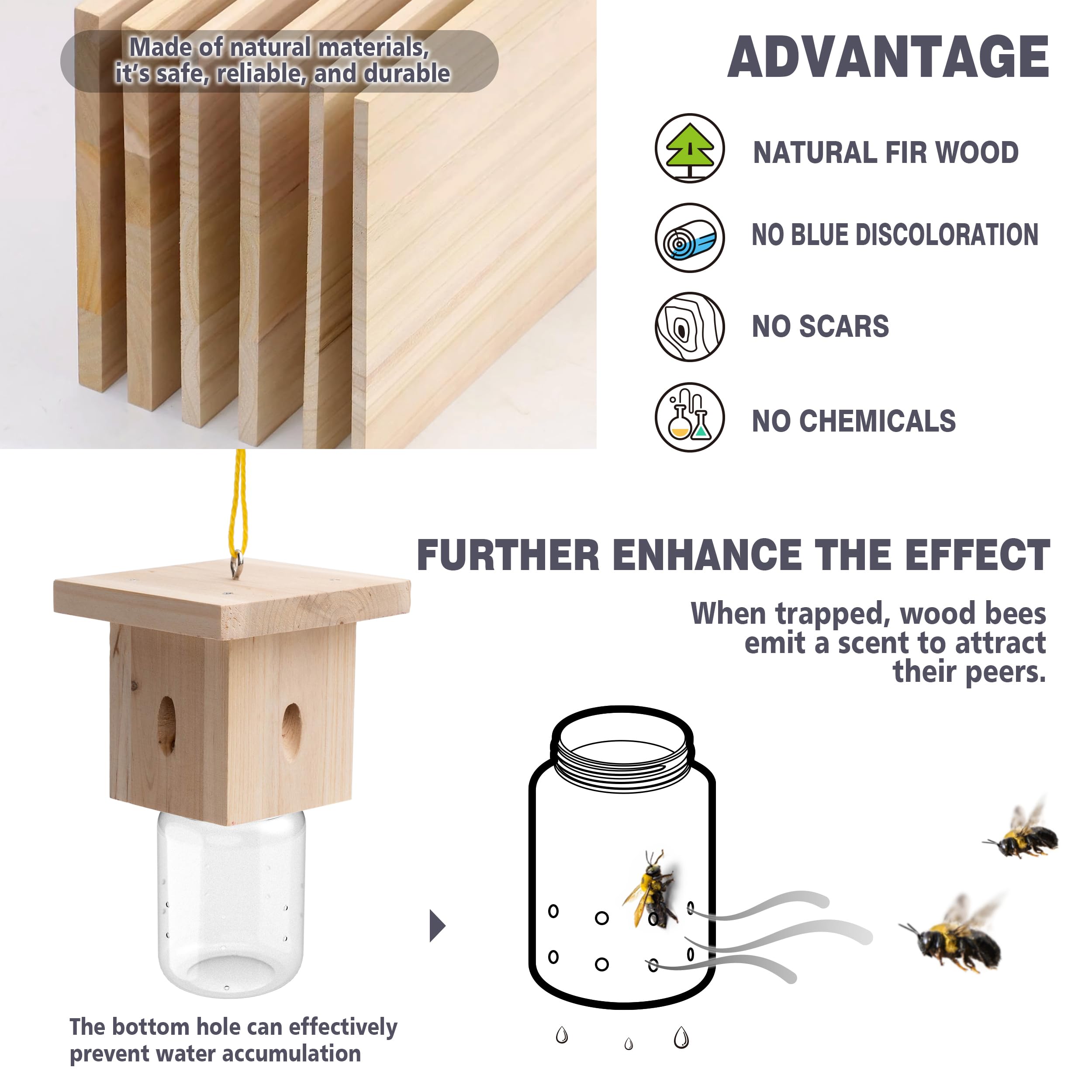 Best Bee Trap comparación de tamaño en mano, fácil de instalar