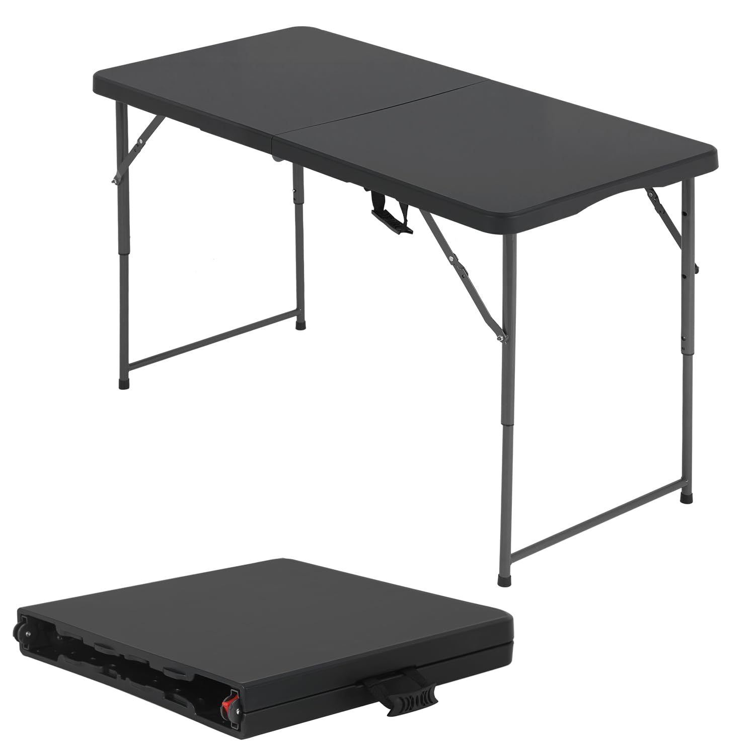 BestOffice vista frontal de la mesa plegable negra con superficie resistente