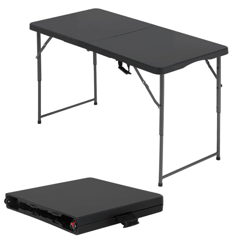BestOffice vista frontal de la mesa plegable negra con superficie resistente