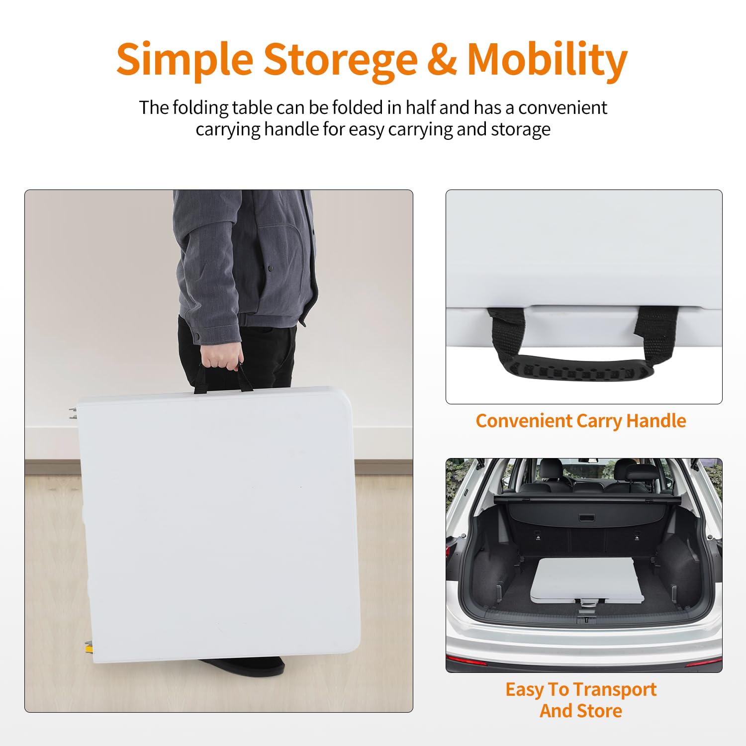 BestOffice mesa plegada con asa para transporte cómodo