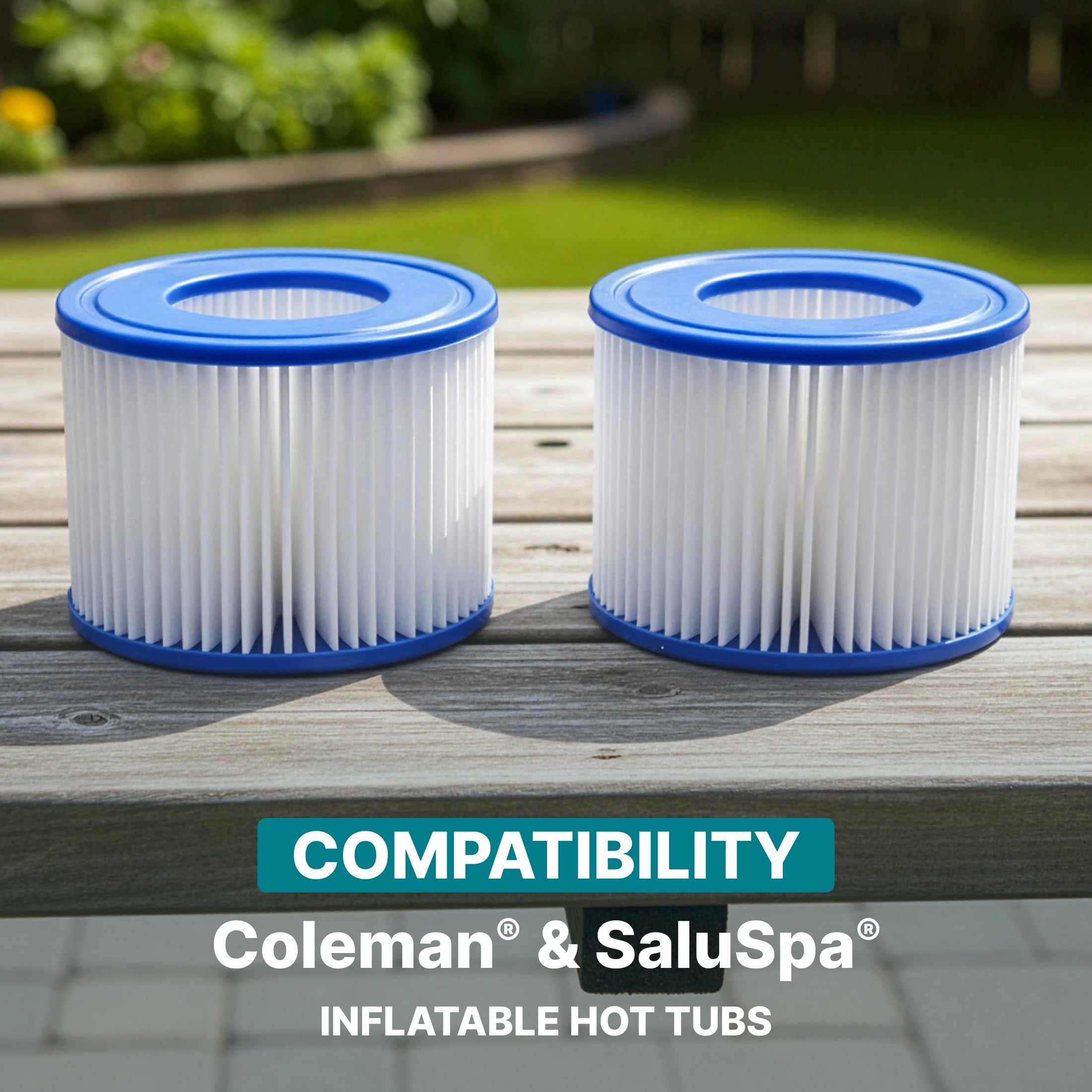 Bestway SaluSpa comparación de tamaño del cartucho y mano para escala