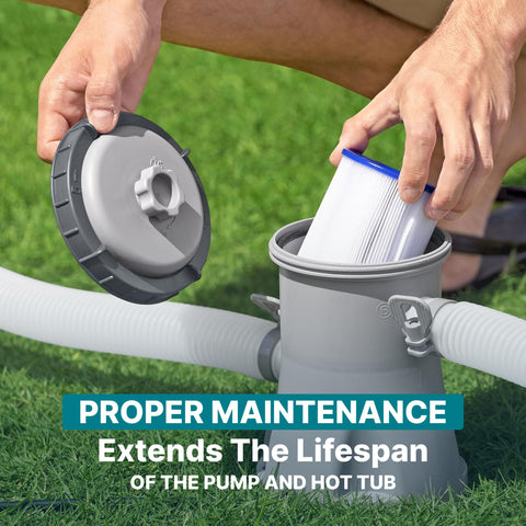 Bestway SaluSpa cartucho en entorno de jardín mostrando uso doméstico