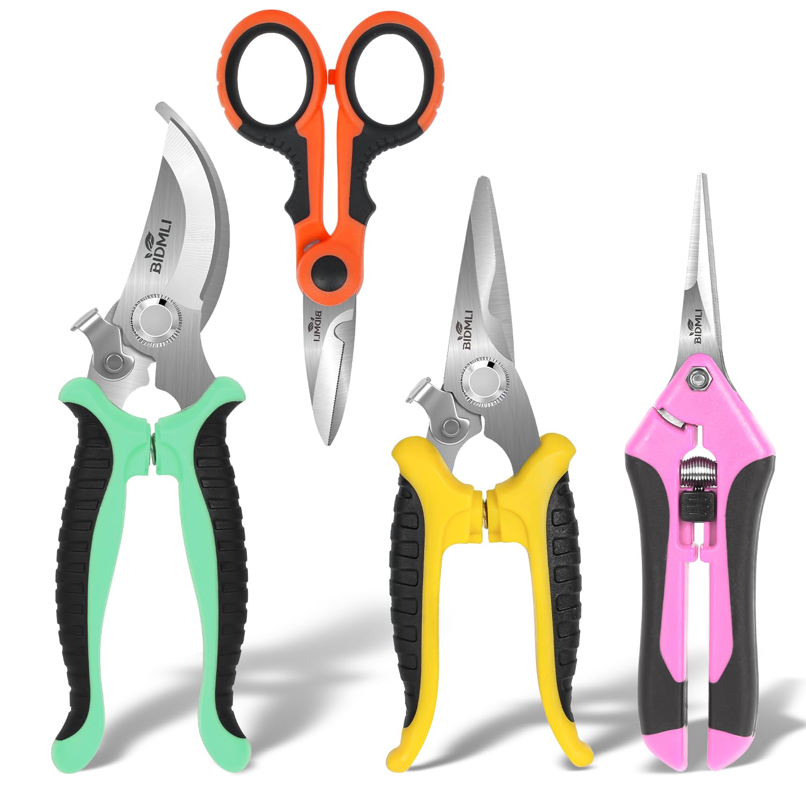 BIDMLI pack frontal mostrando las cuatro tijeras, útil para elegir tarea