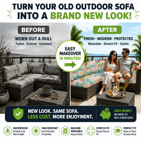 BIETYONE ambiente de terraza con fundas puestas, estilo renovado para exteriores